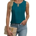 thumbnail image 1 of Dressy Casual Linen Tank Tops Womens Office Work Sleeveless Pleated Tanks Blouses Keyhole Neck Business Summer Top Green, S, 1 of 4
