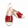 thumbnail image 1 of CHICVOMEY Dressy Peep Toe Sandals for Womens Low Chunky Heel with Faux Leather Toe Slingback Wedding Party Casual Slip On Shoes, 1 of 8