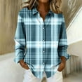 thumbnail image 1 of Dressy Plaid Shirts for Women Casual Long Sleeve Lapel Button Down Blouse Oversized Fall Winter Shirt Jackets, 1 of 3