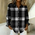 thumbnail image 1 of Dressy Plaid Shirts for Women Casual Long Sleeve Lapel Button Down Blouse Oversized Fall Winter Shirt Jackets, 1 of 3