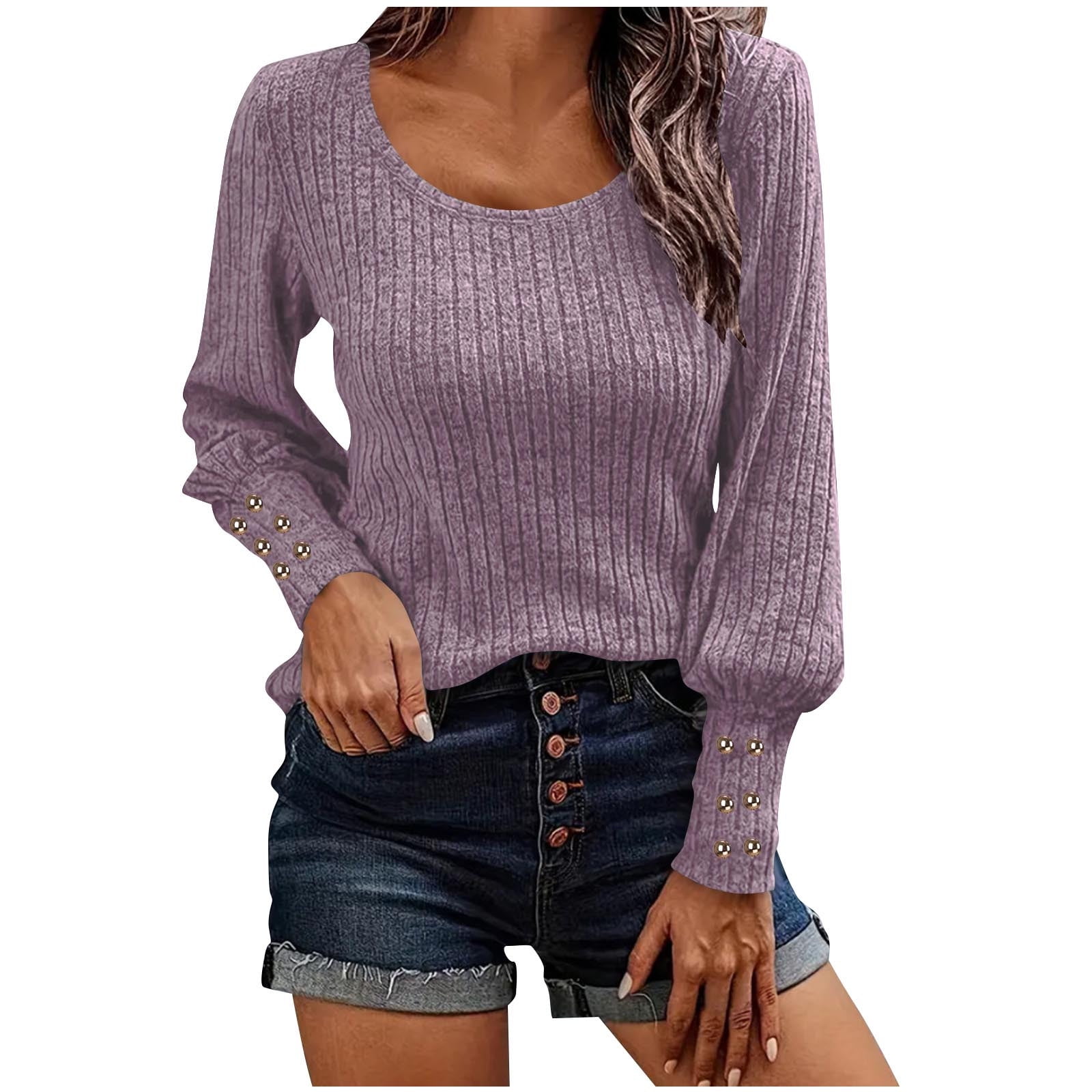 Women's Cozy Button Knit Crop Sweater - Batwing Sleeve Ribbed Pullover For Casual Outfits