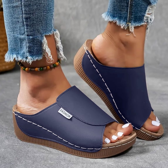 Dressy Sandals Women Sandals Women Women's Wedge Sandals - Slip On Dressy Summer Slides with Memory Foam, Lightweight Platform Shoes