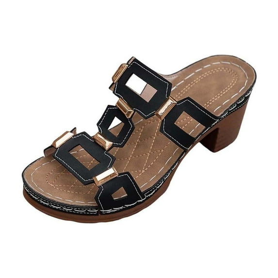 Dressy Sandals for Women 2026 Summer Block Heel Platform Slip On Party Wedding Shoes Open Toe Slides Wedges