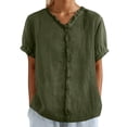 thumbnail image 1 of Dressy Shirts for Women Button Down Solid Color Short Sleeve Lapel Collared Blouses Ladies Summer Casual Beach Tops, 1 of 6