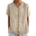 thumbnail image 1 of Dressy Shirts for Women Button Down Solid Color Short Sleeve Lapel Collared Blouses Ladies Summer Casual Beach Tops, 1 of 6