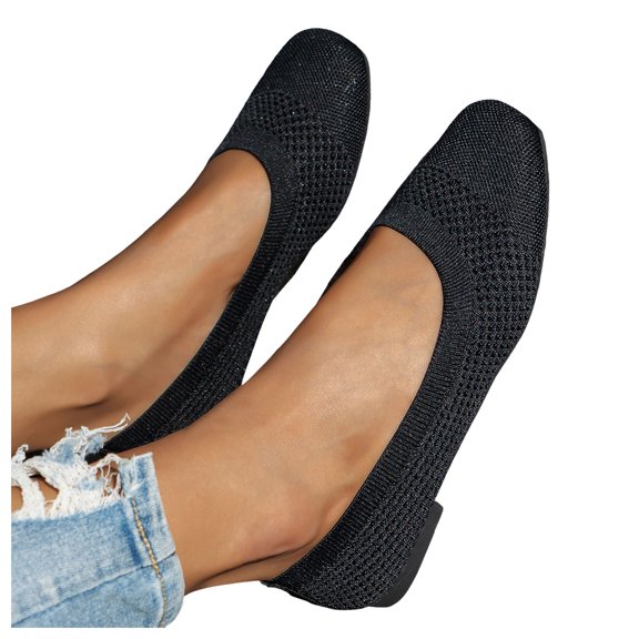 Dressy Shoes for Women 2025 Comfortable Square Toe Ballet Flats Soft Casual Work Slip on Walking Low Heels