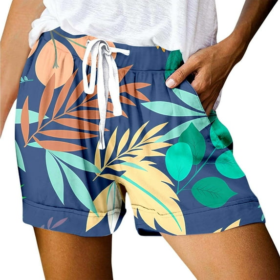 Dressy Shorts for Women, Athletic Shorts for Women,High Waisted Women's Sports Shorts with Pockets Casual Print Loose Fit Lace Up Design for Active