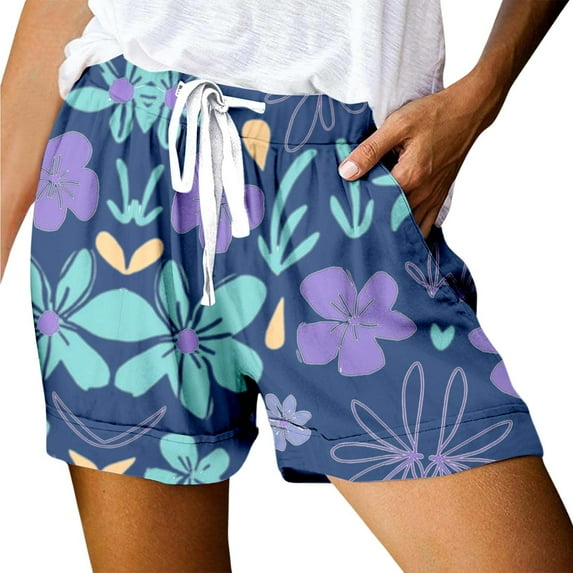 Dressy Shorts for Women, Flowy Athletic Shorts for Women,Women's Casual High Waisted Sports Shorts with Print Loose Fit and Pocket Design for Active