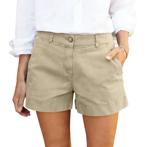 Dressy Shorts for Women Summer Bermuda Shorts with Pockets Dressy Casual Button Down Wide Leg Beach Short Beige XL