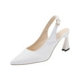 thumbnail image 1 of Dressy Slingback Closed Pointed Toe High Heels White Elegant Wedding Bridal Pump Shoes Comfort Dress Shoes Sandals, 1 of 9