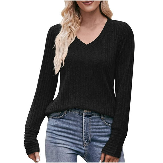 Dressy Sweaters for Women Women Casual Long Sleeve Sweaters Soft Loose Fit Cable Knit Pullover V Neck Oversized Tunic Sweater Tops