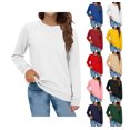 thumbnail image 1 of Dressy Sweatshirts For Women Oversized Fleece Soft Long Sleeve Pullover Crew Neck Drawstring Cozy Fall Top with Pockets White S, 1 of 6