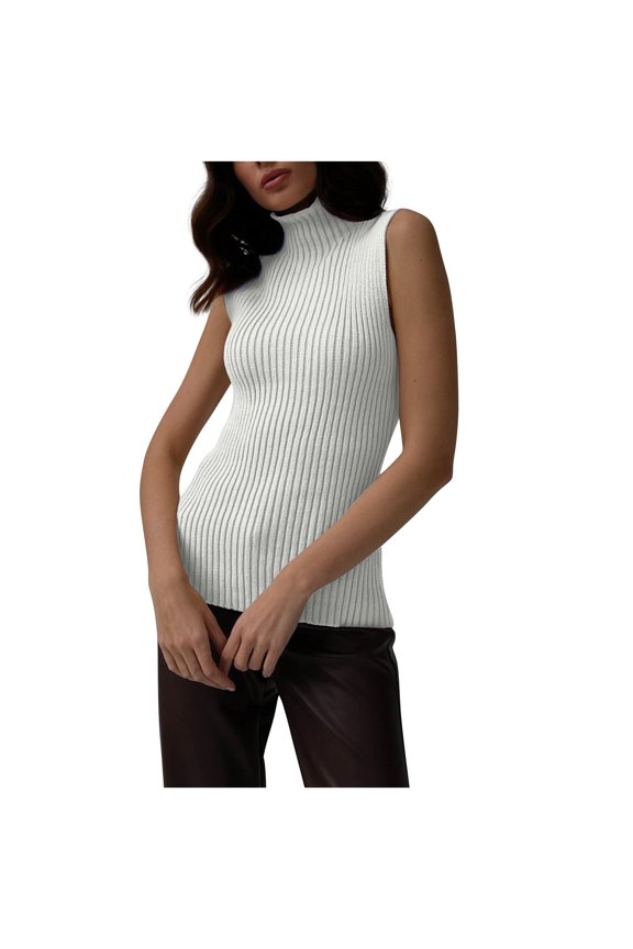 Dressy Tank Tops For Women Sevevn Women High-Necked Sleeveless Sweater Blouse Sleeveless Knitted With Solid Color Knitted Singlet Fitted Tank Tops For Women