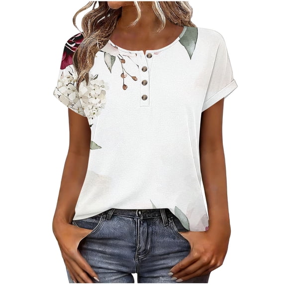Dressy Tops for Women 2026 Crew Neck Short Sleeve Shirts Loose Fit Business Casual Blouse Fashion Clothing