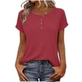 thumbnail image 1 of Dressy Tops for Women Loose Fit Rolled Up Short Sleeve Work Shirts Summer Business Casual Blouses, 1 of 7