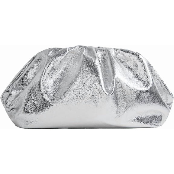 Dressy Vegan Leather Clutch Purse for Women, Soft Pleated PU Evening Purse for Weddings, Proms