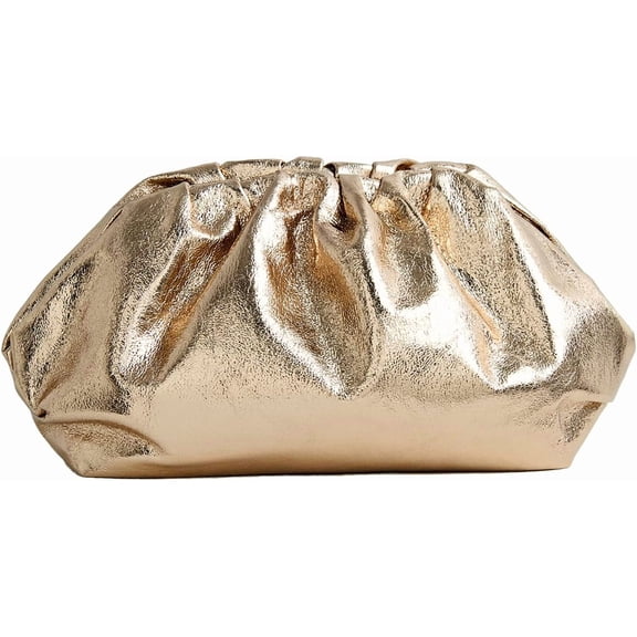 Dressy Vegan Leather Clutch Purse for Women, Soft Pleated PU Evening Purse for Weddings, Proms