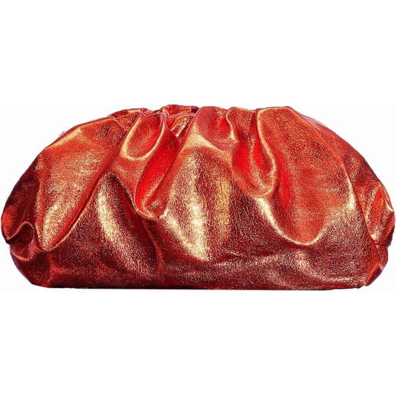 Dressy Vegan Leather Clutch Purse for Women, Soft Pleated PU Evening Purse for Weddings, Proms