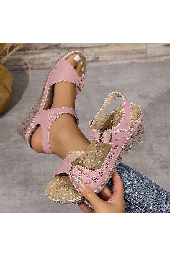 Dressy Wedge Platform Slide Sandals for Women Open Toe Hollow out Slip On Sandals Summer Casual Bohemian Flowers Non Slip Platform Shoes Slide Comfortable Walking Platform Sandals