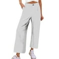 thumbnail image 1 of Dressy Wide Leg Pants for Women High Waist Business Casual Work Wear Summer Loose Cooling Straight Fit Trouser Pants (S, White), 1 of 7