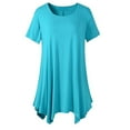 thumbnail image 1 of Dressy Women Tops Hide Belly Tunic Summer 2022 Short Sleeve Casual Pleated Blouses Loose Flowy Shirt for Leggings, 1 of 6