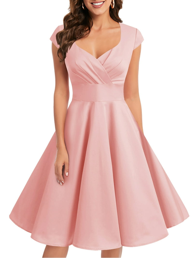 vintage formal mini dress Dressystar Women 1950s Retro Short Female Cocktail Party Swing Dress Cascade Ruffle