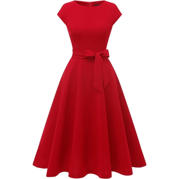 Dressystar Women Casual Tea Dress Female Vintage a-Line Swing Midi Cocktail Party Dress