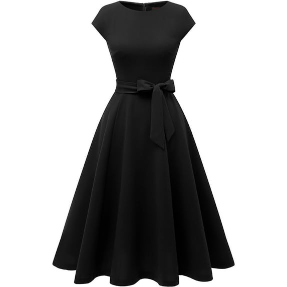 Dressystar Women Casual Tea Dress Female Vintage a-Line Swing Midi Cocktail Party Dress