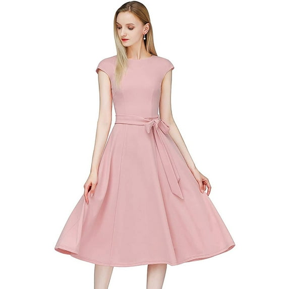 Dressystar Women Casual Tea Dress Female Vintage a-Line Swing Midi Cocktail Party Dress