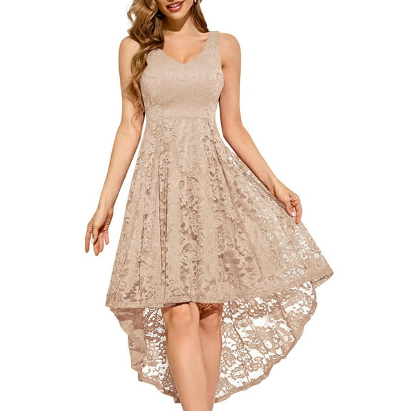 Dressystar Women Floral Lace Bridesmaid Dress Female Knee-Length Swing Cocktail Party Dress