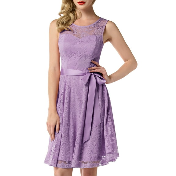 Dressystar Women Floral Lace Cocktail Party Dress Female Knee Length Bridesmaid Dress