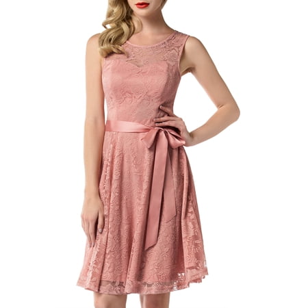 Dressystar Women Floral Lace Cocktail Party Dress Female Knee Length Bridesmaid Dress