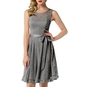 DRESSYSTAR Women Floral Lace Cocktail Party Dress Female Knee Length Bridesmaid Dress