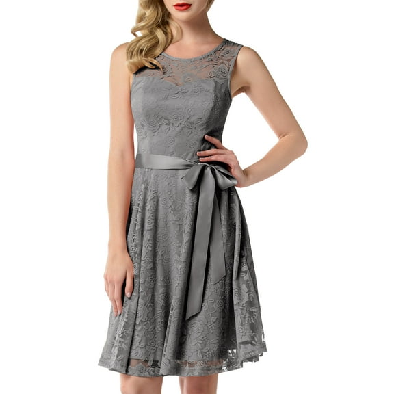 Dressystar Women Floral Lace Cocktail Party Dress Female Knee Length Bridesmaid Dress