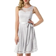 DRESSYSTAR Women Floral Lace Cocktail Party Dress Female Knee Length Bridesmaid Dress