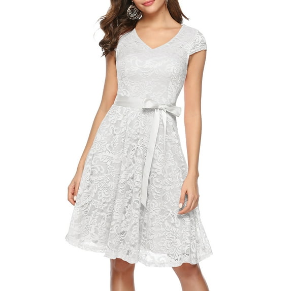 Dressystar Women Floral Lace Short Bridesmaid Dress Female Cap Sleeve Cocktail Party Dress