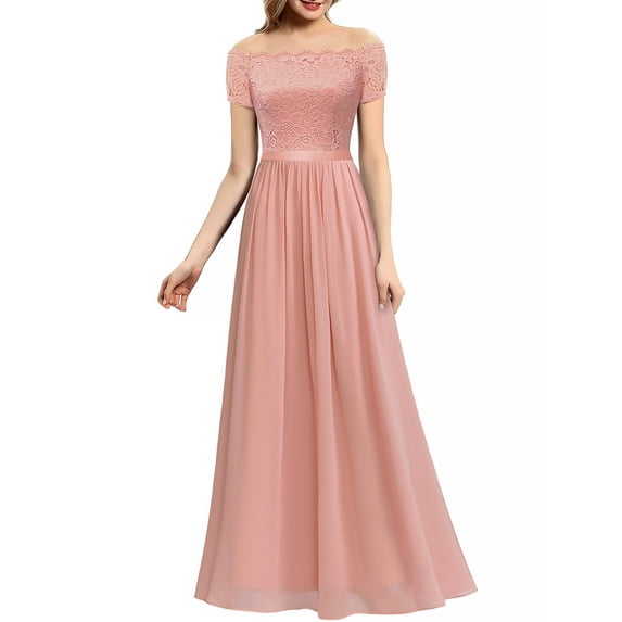 Dressystar Women Floral Lace Wedding Bridesmaid Dress Female Off Shoulder Maxi Party Dresses