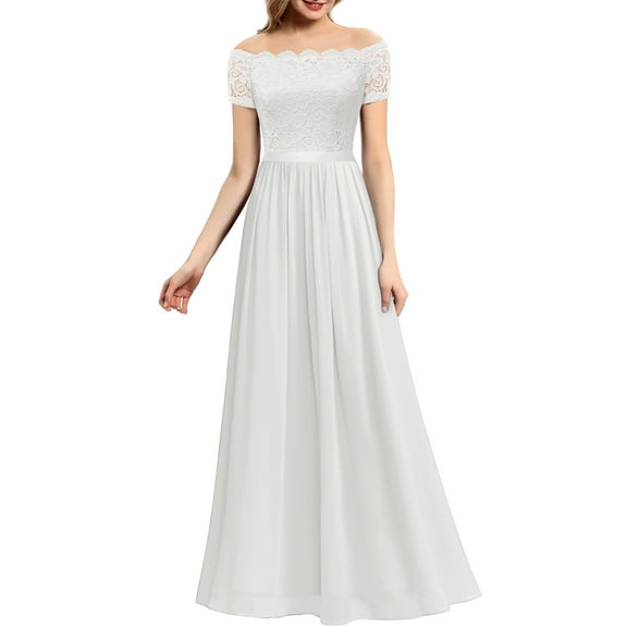 Dressystar Women Floral Lace Wedding Bridesmaid Dress Female Off Shoulder Maxi Party Dresses