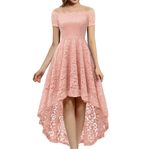 Dressystar Women Lace Bridesmaid Dress Female Knee-Length Hi-Lo Cocktail Party Dress