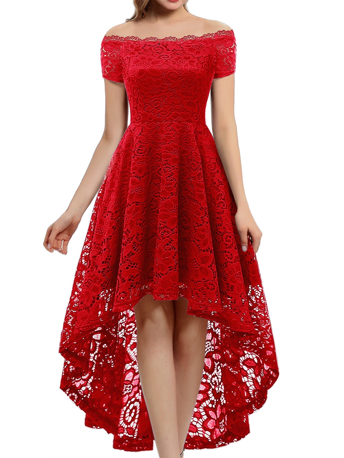 Customer reviews for Dressystar Women Lace Bridesmaid Dress Female Knee- Length Hi-Lo Cocktail Party Dress | Walmart.com