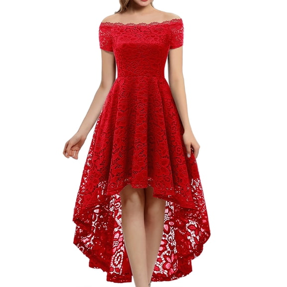 Dressystar Women Lace Bridesmaid Dress Female Knee-Length Hi-Lo Cocktail Party Dress