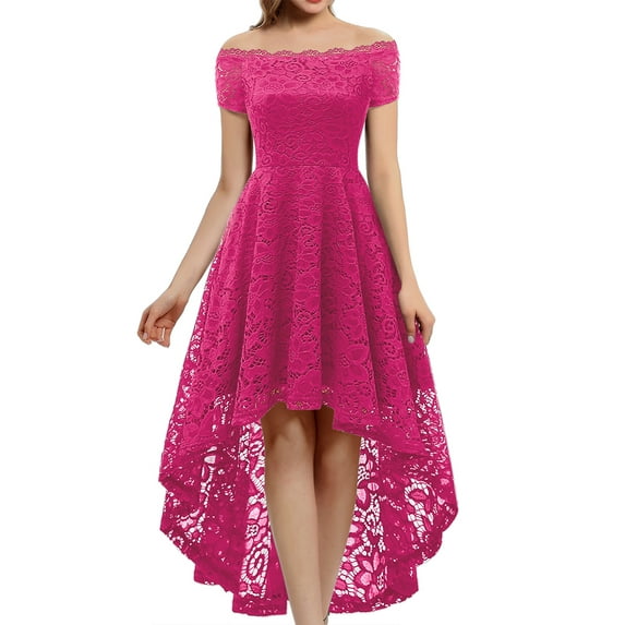 Dressystar Women Lace Bridesmaid Dress Female Knee-Length Hi-Lo Cocktail Party Dress