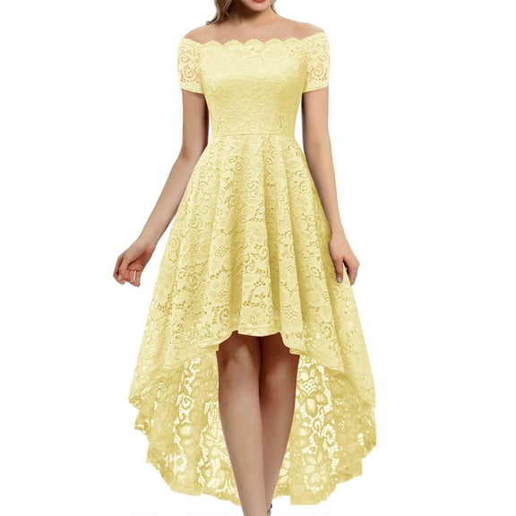 Dressystar Women Lace Bridesmaid Dress Female Knee-Length Hi-Lo Cocktail Party Dress