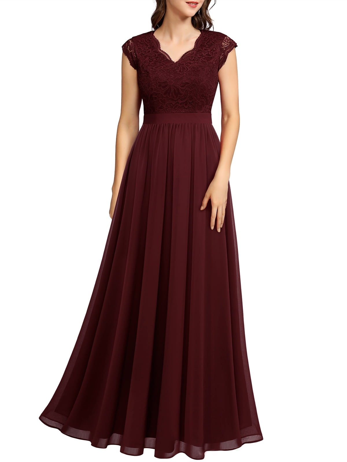 dressystar bridesmaid dresses Amazon.com: Dressystar Women's Floral Lace Formal Wedding Guest Dress Elegant Midi Long Sleeves Bridesmaid Dresses with Illusion Neckline Burgundy Size S : Clothing, Shoes & Jewelry