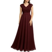 DRESSYSTAR Women Lace Wedding Bridesmaid Dress Female Floor-Length Formal Party Gown