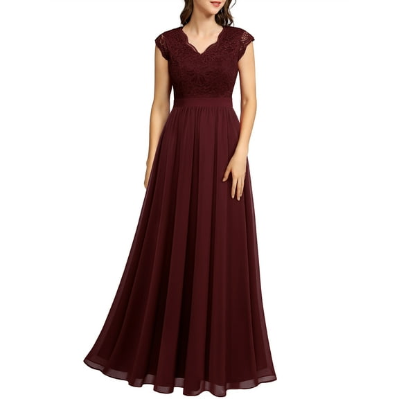 Dressystar Women Lace Wedding Bridesmaid Dress Female Floor-Length Formal Party Gown