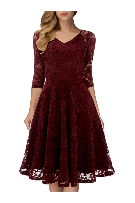 Women Lace Wedding Bridesmaid Dress Female Knee-Length Formal Party Dress