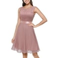 thumbnail image 1 of Dressystar Women Short Floral Lace Bridesmaid Dress Female Knee-Length Swing Party Dress, 1 of 10