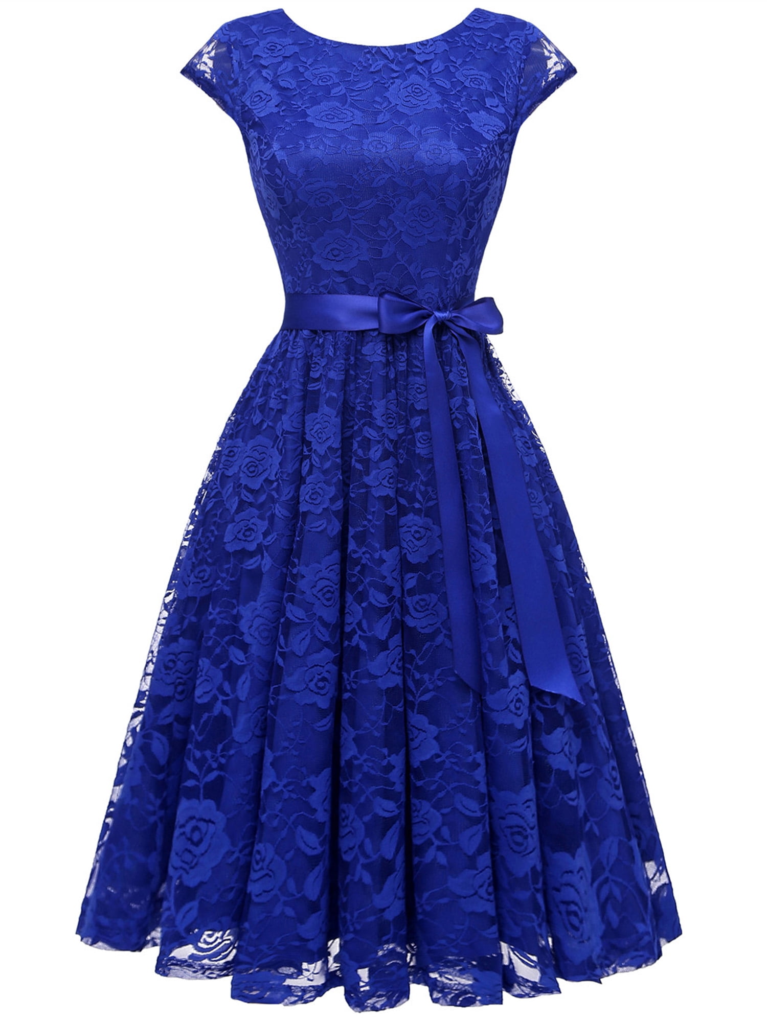 Market In The Box Women's Lace Dress Vintage Style Midi Dress Cap Sleeve  Swing Dress Scoop Bridesmaid Dress Party Cocktail Dresses Homecoming Dress  - Walmart.com