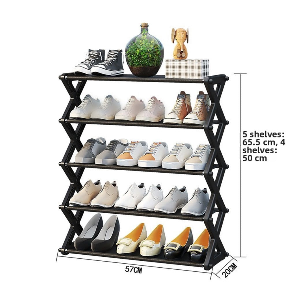 Drevon Folding Shoe Rack 5 Tier Metal Frame Organizer Shelf for ...